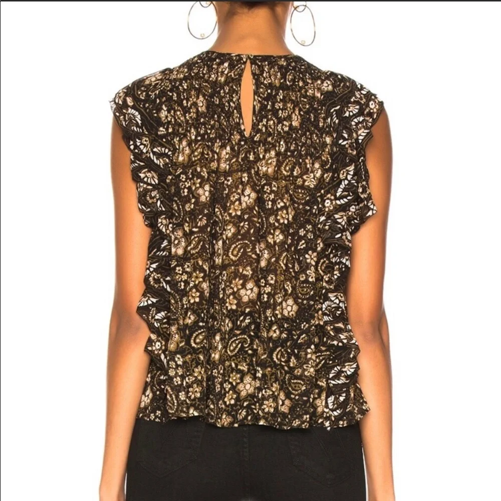 Ulla Johnson Black and Gold Floral Blouse - Picture 3 of 13